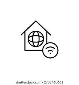 Smart Home Global Network Icon Representing Worldwide Wireless Digital