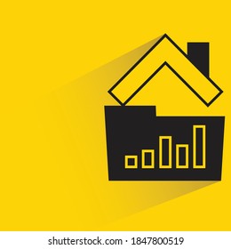 smart home and graph folder with shadow yellow background