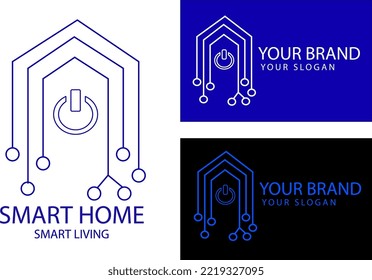smart home house with circuit and power logo vector download monoline. Circuit board styled smart home logo vector. 
