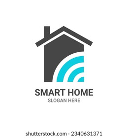 SMART HOME OR HOUSE LOGO CONCEPT. HOME AND WIFI ICON