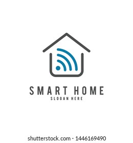 smart home house signal wifi wireless logo vector download monoline