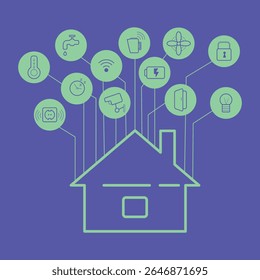 smart home. Smart House. House silhouette and various icons on a dark background. New technologies. Hand drawn. Vector illustration