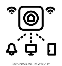 Smart home hub icon line style transparent