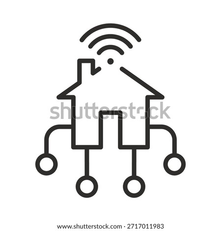 Smart home icon. Amenities with Conveniences connected symbol.