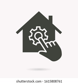 Smart home icon. Black vector illustration isolated on white.