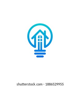 Smart home icon, bulb and house logo design