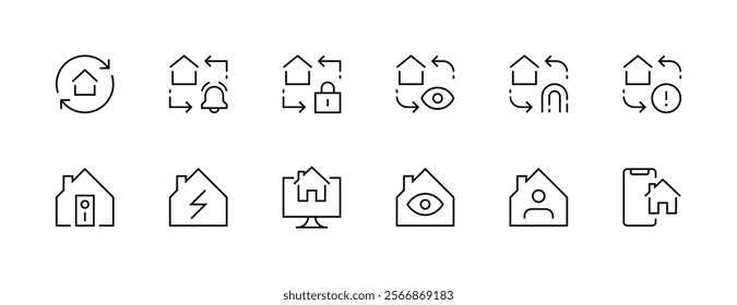 Smart home icon collection. House system, remote control, home automation, manage, internet of things and more. Editable stroke. Pixel Perfect. Grid base 32px.