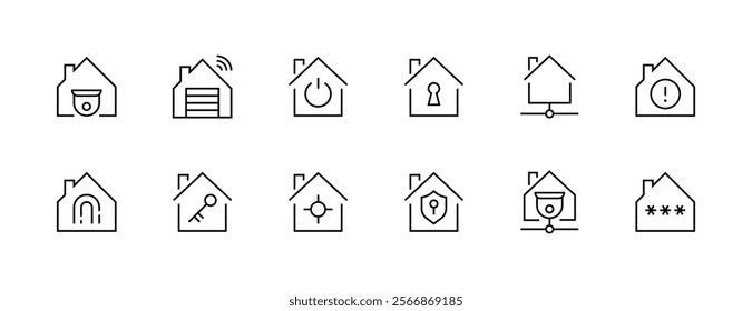 Smart home icon collection. House system, remote control, home automation, manage, internet of things and more. Editable stroke. Pixel Perfect. Grid base 32px.