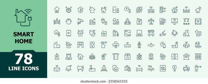 Smart Home icon. Contains such icons as mobile, air, real, interface, technology and more. Thin linear style icons. Vector illustration in minimalist line style.