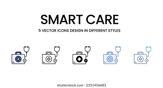 Smart Home Icon Design in Five style with Editable Stroke. Line, Solid, Flat Line, Duo Tone Color, and Color Gradient Line. Suitable for Web Page, Mobile App, UI, UX and GUI design.