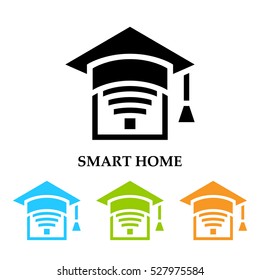 Smart home icon. Element for cards, illustration, poster and web design. Stylized roof of square academic cap