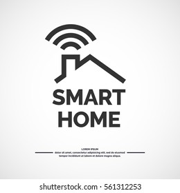 Smart Home Icon. Emblem Sign Wi-Fi. Vector Illustration,