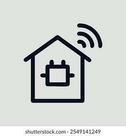 Icono de casa inteligente, con una casa con señales Wi-Fi.