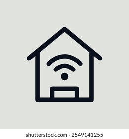 Icono de casa inteligente, con una casa con señales Wi-Fi.