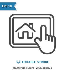 Smart Home Icon. Hand, Tablet, House, Home, Real Estate. Professional, pixel perfect vector icon.