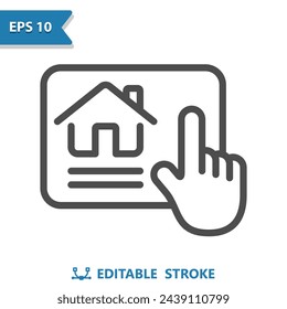 Smart Home Icon. Hand, Tablet, House, Home, Real Estate. Professional, pixel perfect vector icon.