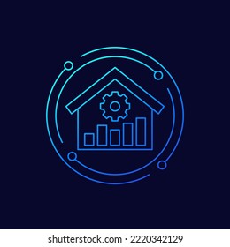 Intelligentes Home-Symbol mit Haus und Grafik, lineares Design
