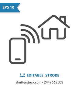 Smart Home Icon. House, Home, Smartphone, Mobile Phone, Wireless. Professional, pixel perfect vector icon.