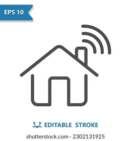 Smart Home Icon. House, Wireless, Wi-Fi, WiFi. Professional, pixel perfect vector icon.