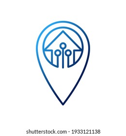 Smart Home Icon Logo Vector design illustration. Smart home logo icon with Location design concept. Trendy Smart House Location vector icon flat design for website, symbol, logo, sign, app, UI