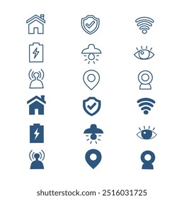smart home icon with modern technology.smart home outline icon hand drawn on white background