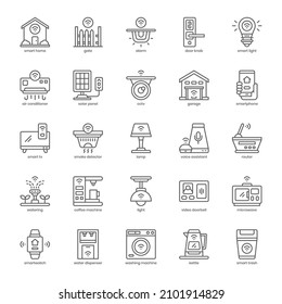 Smart Home icon pack for your website design, logo, app, UI. Smart Home icon outline design. Vector graphics illustration and editable stroke.