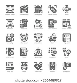 Paquete de iconos de casa inteligente para su Sitio web, móvil, presentación y diseño de logotipo. Diseño sólido Smart Home Icon. Ilustración gráfica de Vector y trazo editable.