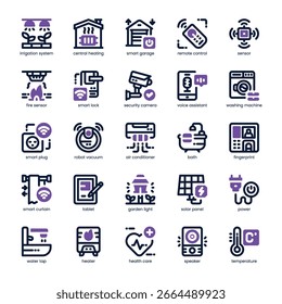 Smart Home Icon-Paket für Ihre Website, Ihr Handy, Ihre Präsentation und Ihr Logo-Design. Smart Home Symbol zweifarbiges Design. Vektorgrafik-Illustration und bearbeitbarer Strich.