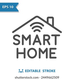 Smart Home Icon. Roof, House, Wireless. Professional, pixel perfect vector icon.