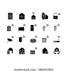 Smart Home icon set, home automation system, smart systems and technology with elements for mobile concepts and web apps. Editable stroke.