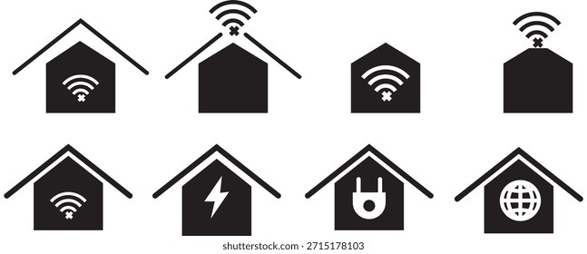 smart home icon set . símbolos de automação. Página inicial com ícones de conectividade wireless. Ícone Do Smart Home Define Coleção De Vários Estilos. Tecnologia sem fio e automação residencial. Ilustração vetorial
