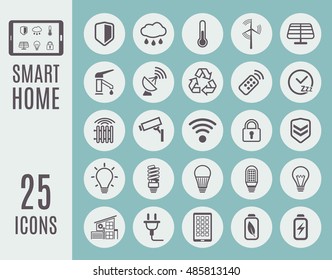 Smart home icon set. Home automation control systems. Vector illustration