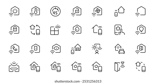 Conjunto de iconos de casa inteligente. Colección de casa inteligente con Ilustración vectorial de sistema de control de automatización. Concepto de Tecnología.