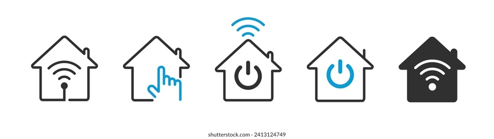 Smart home icon set. Concept of house wireless control. Technology system. User button. Vector illustration isolated on white background.