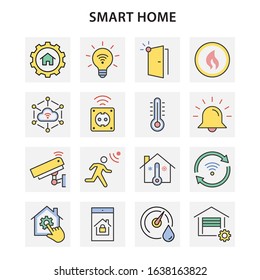 Smart home icon set. Flat vector illustrations with long shadow isolated for graphic and web design.