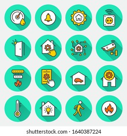 Smart home icon set. Flat vector illustrations with long shadow isolated for graphic and web design.