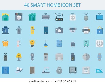 smart home icon set flat style for your web design	