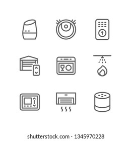 Smart Home icon set including assistant, robot, lock, garage, dishwasher, sensor, control, technology