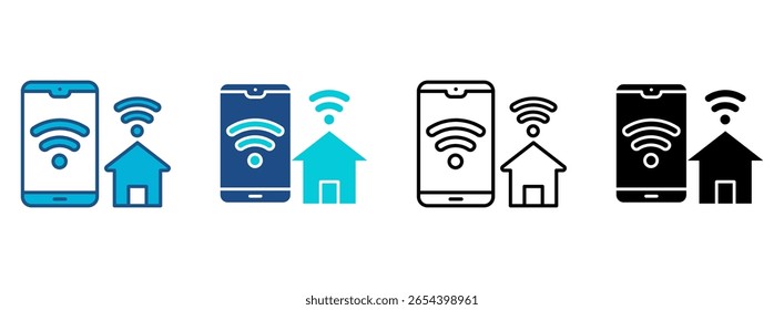 Conjunto de iconos de casa inteligente con múltiples estilos. Ilustración vectorial