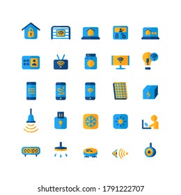 Icono Smart Home conjunto de vectores plano para sitio web, aplicación móvil, presentación, medios sociales. Adecuado para la interfaz de usuario y la experiencia del usuario.