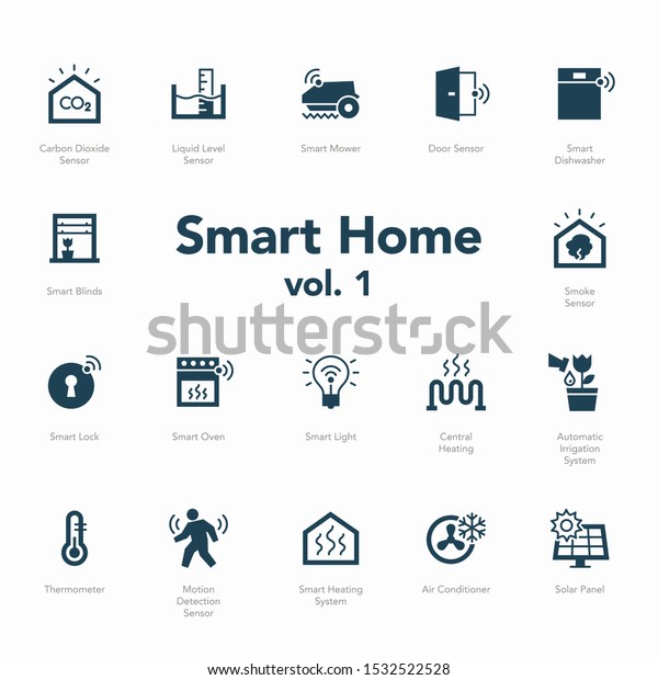 Smart Home Icon Set Volume 1 Stock Vector Royalty Free 1532522528