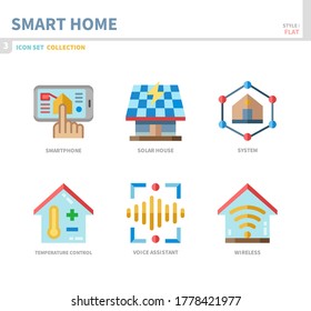smart home icon set,flat style,vector and illustration
