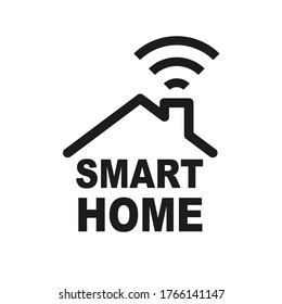 Smart home icon with signal – vector