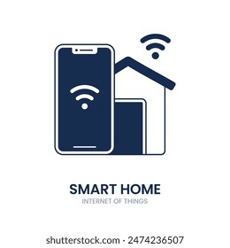 Smart home icon. smart home, technology, home, smart, internet, control, concept, modern, security, house, wireless, device, digital, network, system.  Vector icon illustration