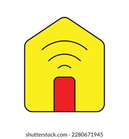 Vektorgrafik des Smart-Home-Icons mit Symbol der WiFi-Verbindung, Premium-Qualität und buntem Symbol für das SmartZuhause