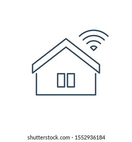 Smart home icon. Wireless house sign. Home automation app symbol. Home control vector logo template, house logo, wifi emblem, internet services mobile application, signalling system theft protection.