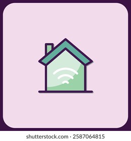 Smart Home Icon: Wireless Network Connectivity Symbol
