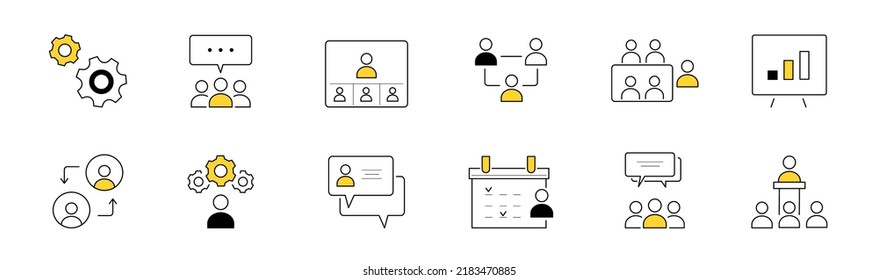 Iconos de inicio inteligentes. Internet de las cosas, concepto de tecnologías inalámbricas. Símbolos de contorno de vectores para portátiles, teléfonos móviles, auriculares, hervidor eléctrico, lámpara y cámara con control remoto