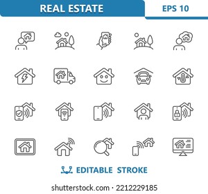 Smart Home Icons. Real Estate, House, Home, Technology. Professional, 32x32 pixel perfect vector icon. Editable Stroke