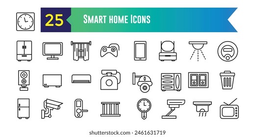 Smart home icons set. Outline set of smart home vector icons for ui design. Outline icon collection. Editable stroke.